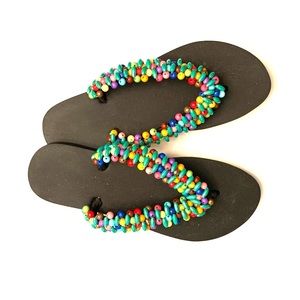 Handmade Beaded Flipflop Size 8